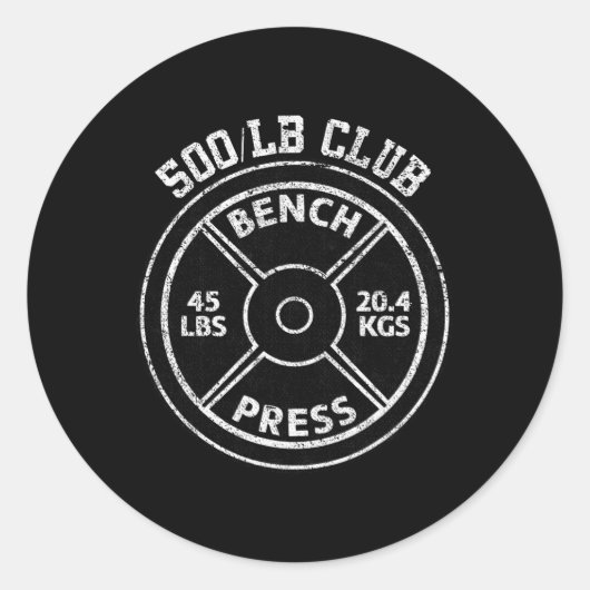 500 Lbs Pound Bench Press Club Gym Weightlifting P ラウンドシール (正面)