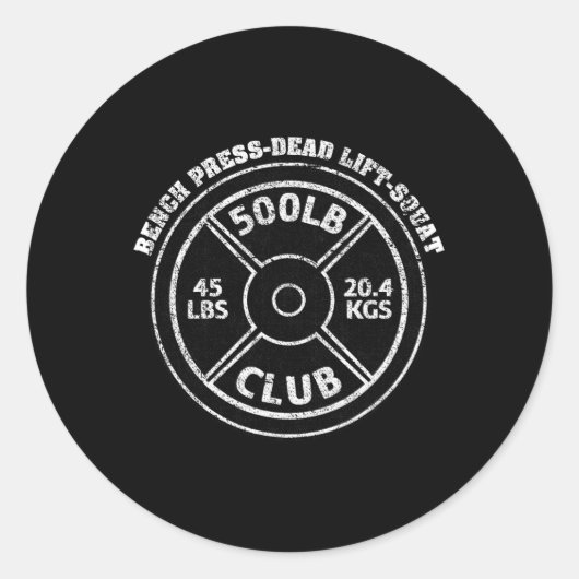 500 Lbs Pound Club Gym Weightlifting Dead Lift Ben ラウンドシール (正面)