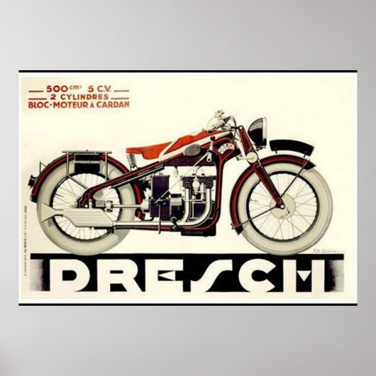 500cc フランスの古いバイク ポスター (正面)