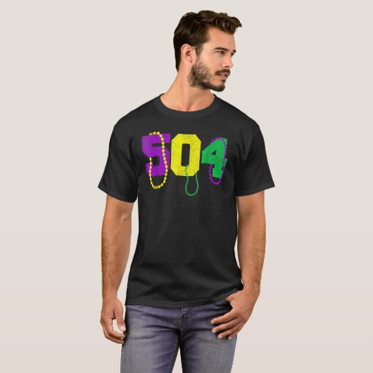 504 Beads Funny Mardi Gras New Orleans Carnival Fe Tシャツ (正面フル)