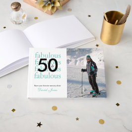 50+お誕生日おめでとう+カスタム写真+名前 ゲストブック