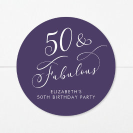 50 すばらしい パープル 50歳の誕生日パーティー ラウンドシール