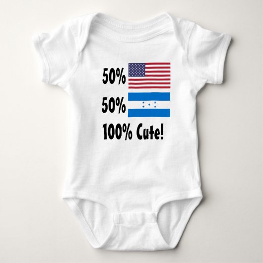 50%のアメリカ人50%のホンジュラス人かわいい100% ベビーボディスーツ (正面)