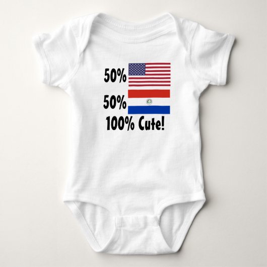 50%のアメリカ人50%のParaguayanかわいい100%! ベビーボディスーツ (正面)