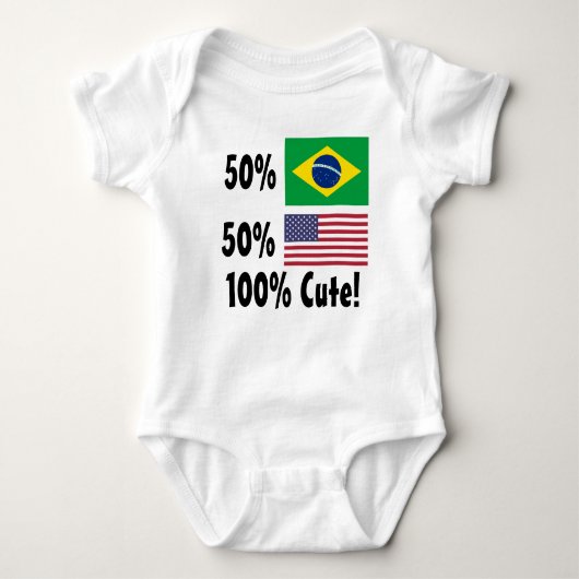 50%のブラジル人50%のアメリカ人かわいい100% ベビーボディスーツ (正面)