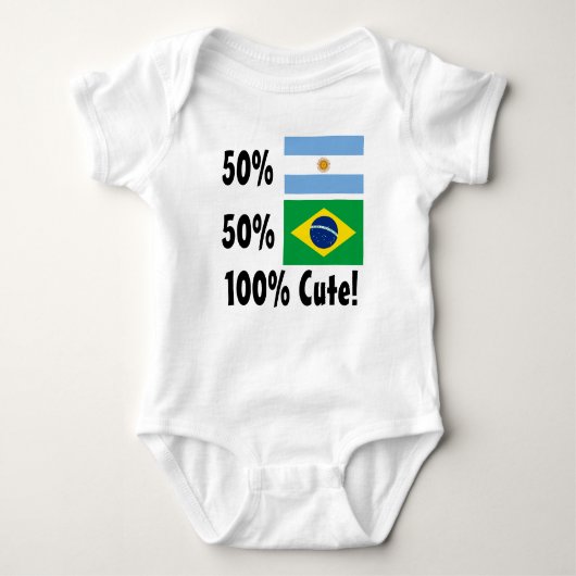 50%のブラジル人50%のアルゼンチン人かわいい100% ベビーボディスーツ (正面)
