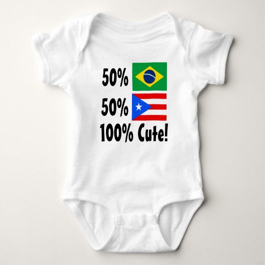 50%のブラジル人50%のプエルトリコ人かわいい100% ベビーボディスーツ (正面)