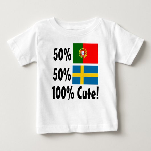 50%のポルトガル人50%のスウェーデン語かわいい100% ベビーTシャツ (正面)
