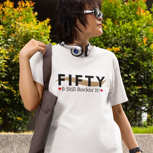 50&まだロックイン!タイポグラフィカスタム誕生日 トライブレンドTシャツ