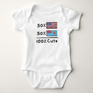 50%アメリカ人50%フィジー諸島100%カワイフィジーUSAフラグ ベビーボディスーツ