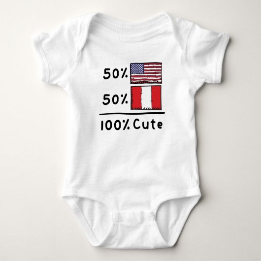 50%アメリカ人50%ペルー人100%かわいいペルーUSA国旗 ベビーボディスーツ (正面)