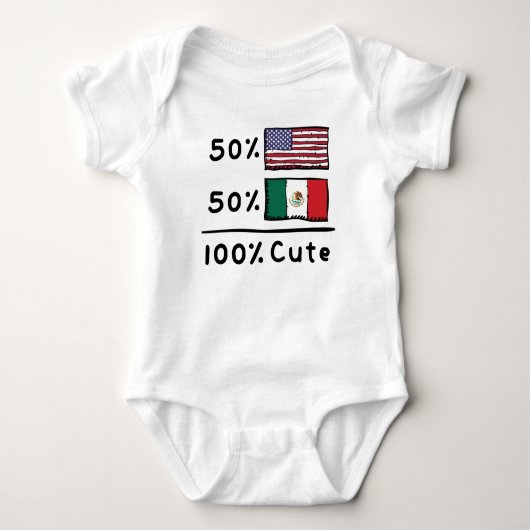 50%アメリカ人50%メキシコ人100%かわいいメキシコ国旗 ベビーボディスーツ (正面)