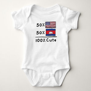 50%アメリカ50%カンボジア100%カブタイカンボジアUSA ベビーボディスーツ