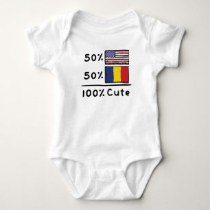 50%アメリカ50%ルーマニア100%かわいいルーマニアUSA FL ベビーボディスーツ