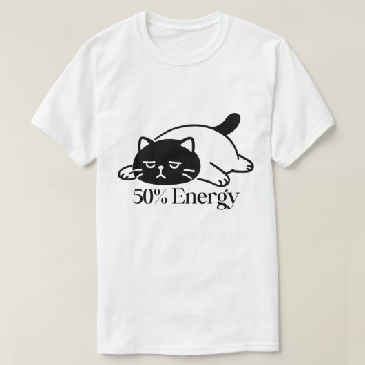 50% エネルギー 面白い バッテリー切れ気味の気分 デザイン Tシャツ (デザイン正面)