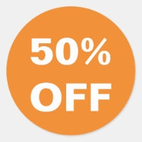 50%オフ価格オレンジの小売りステッカー