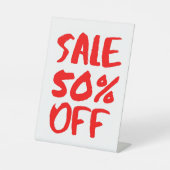 50%オフ小売販売の看板、卓上看板、小 台座サイン (正面)