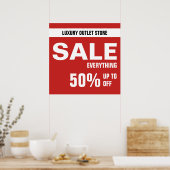 50%オフ販売サイン – 小売販売 ポスター (キッチン)