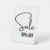 50%オフ、小売販売サイン、洗練さモダンれた 台座サイン (正面)
