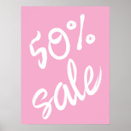 50%セールのサイン、18x24ピンクセール ポスター