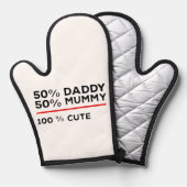 50%パパ50%ママ100%かわいい 鍋つかみ (正面/裏面)