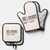 50%パパ50%ママ100%かわいい 鍋つかみ&鍋敷きセット (正面/裏面)