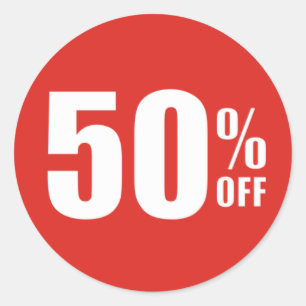 50%割引販売のステッカーを離れた50% ラウンドシール