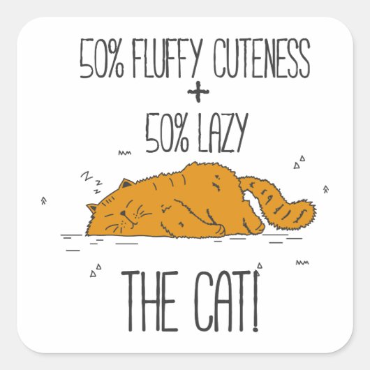 50%可愛さと怠け者 スクエアシール (正面)