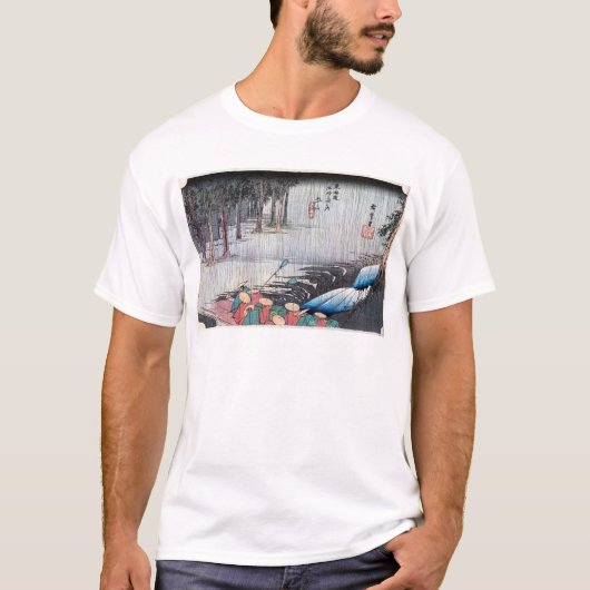 50.土山宿、広重土山宿、広重、浮世絵 Tシャツ (正面)