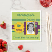 50 男性へ今日の写真名グリーンパーティー スタンダードランチョンナプキン (インサイチュ)