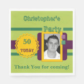 50 男性へ今日の写真名グリーンパーティー スタンダードランチョンナプキン (正面)