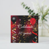 50 祝th Birthday Party Black Red Stars 招待状 (スタンド正面)