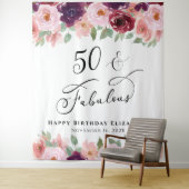 50 素敵な花の水彩画の誕生日パーティー タペストリー (インサイチュ)