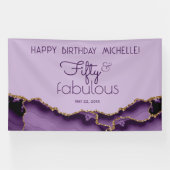 50&素晴らしいパープル金ゴールド50誕生日バナー 横断幕 (横)