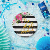 50 &素晴らしいプレート-フローラ（黒と白） - C ペーパープレート (パーティー)