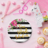 50 &素晴らしいプレート-フローラ（黒と白） - C ペーパープレート (パーティー)