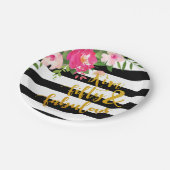 50 &素晴らしいプレート-フローラ（黒と白） - C ペーパープレート (アングル)