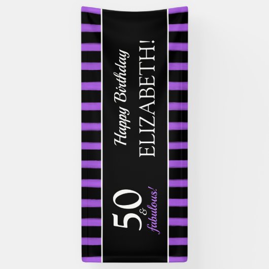 50 &素晴らしい紫&黒の誕生日パモダンーティー 横断幕 (縦)