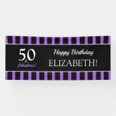 50 &素晴らしい紫&黒の誕生日パモダンーティー 横断幕 (横)
