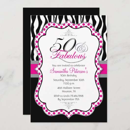 50 &素晴らしい誕生日パーティーの招待 招待状 (正面/裏面)