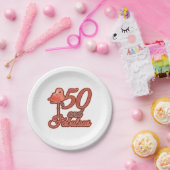 50&素晴らしい50th誕生日フラミンゴテーマパーティー ペーパープレート (パーティー)