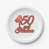 50&素晴らしい50th誕生日フラミンゴテーマパーティー ペーパープレート (正面)