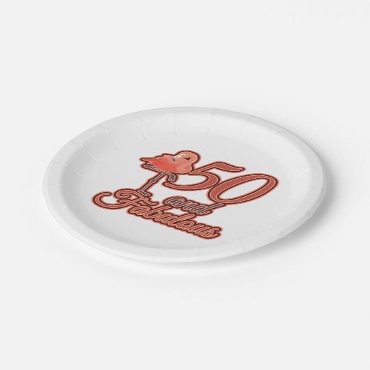 50&素晴らしい50th誕生日フラミンゴテーマパーティー ペーパープレート (アングル)