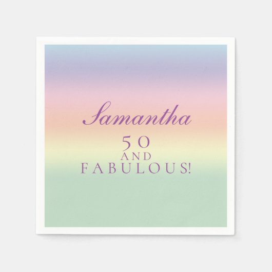 50、素晴らしい！50誕生日水彩パーティー スタンダードカクテルナプキン (正面)