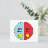 50%良好および50%不良の円グラフ ポストカード (スタンド正面)