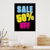 50%販売看板、小売店舗看板、販カラフル売 ポスター (キッチン)