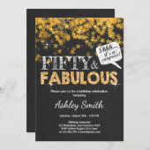 50 50およびすばらしい誕生日の招待状の金ゴールド 招待状 (正面/裏面)