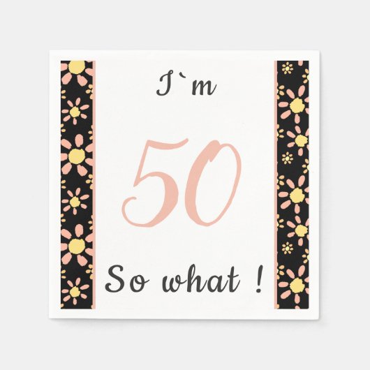 50～50感動的番目の誕生日フローラ スタンダードカクテルナプキン (正面)