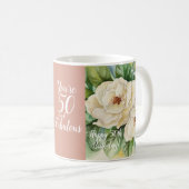 50、50誕生日のバラ金ゴールドフローラ コーヒーマグカップ (正面右)