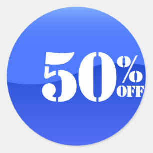 50%50%割引販売ステッカー ラウンドシール